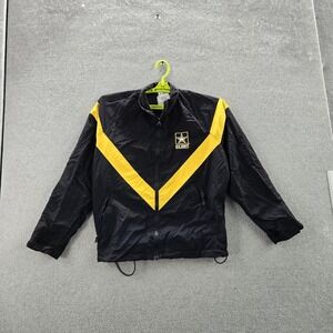 UNICOR Women Jacket SMALL SHORT Black‎ Logo Embroidery Colorblock Star Text Army